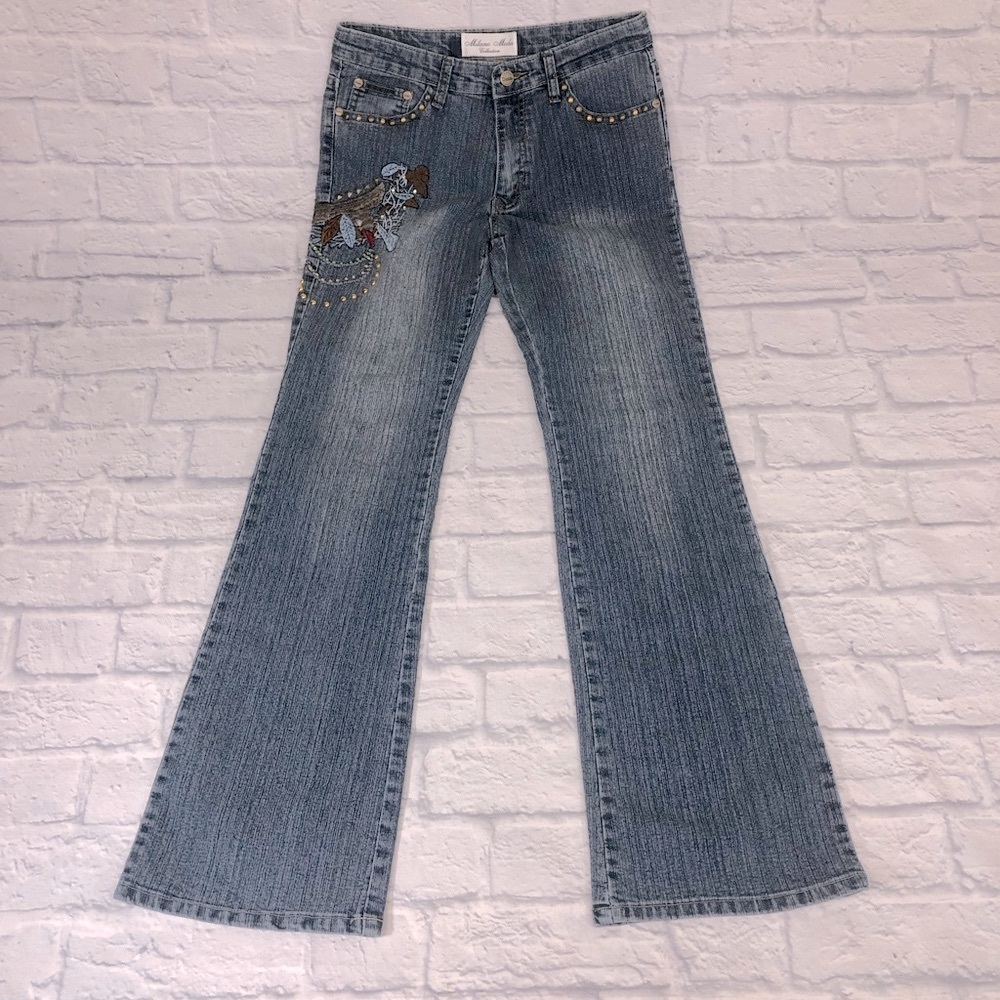 Daniel Jeans Milano Moda Collection Vintage Wide leg Embroidered Size 9